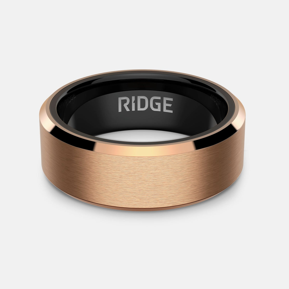8mm Beveled Ring Set - 18K Rose Gold